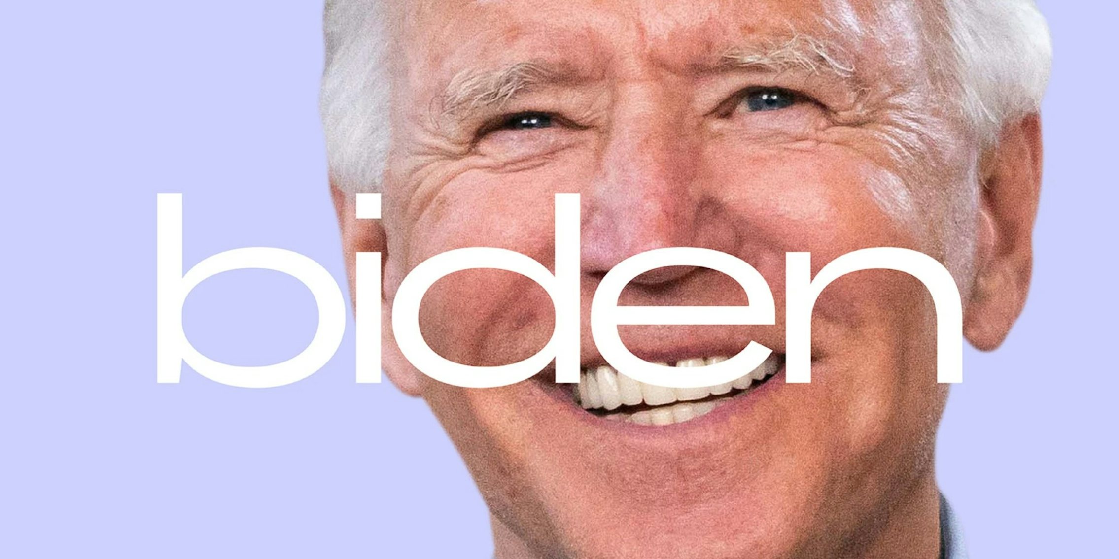 The word Biden over Joe Biden's face