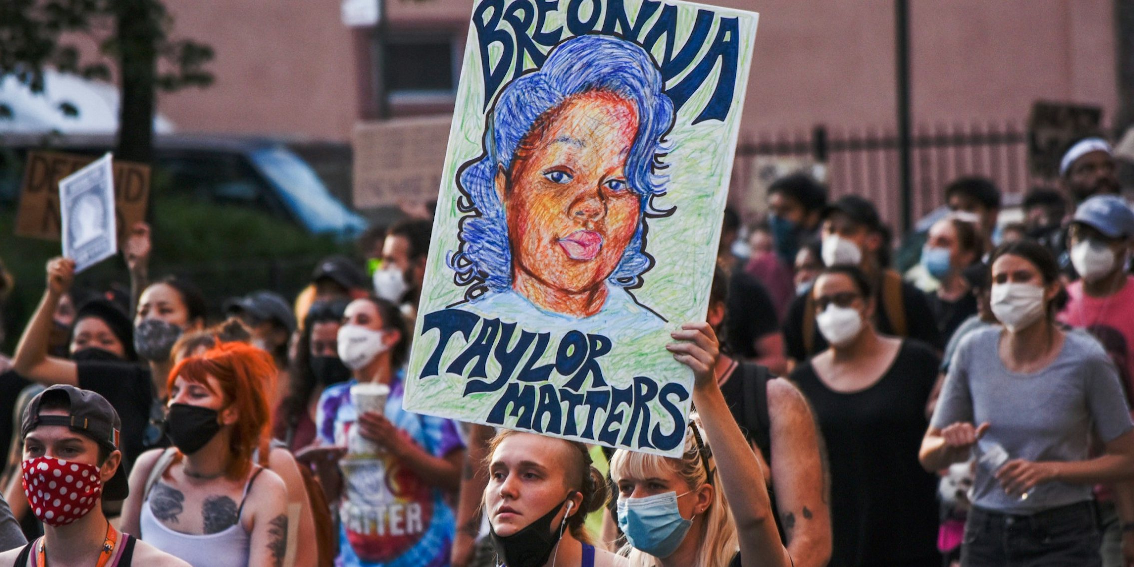 A protest sign showing Breonna Taylor