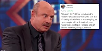 Dr. Phil next to a tweet