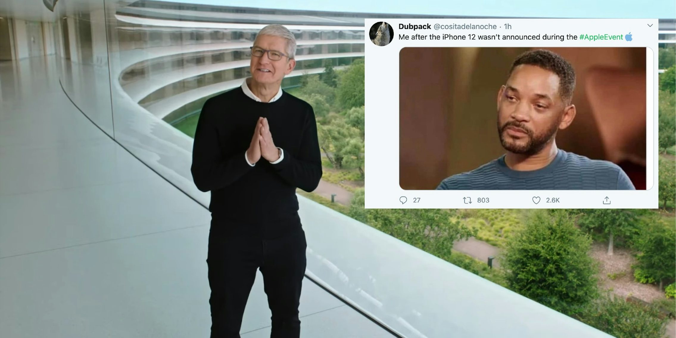 Apple CEO Tim Cook next to a tweet