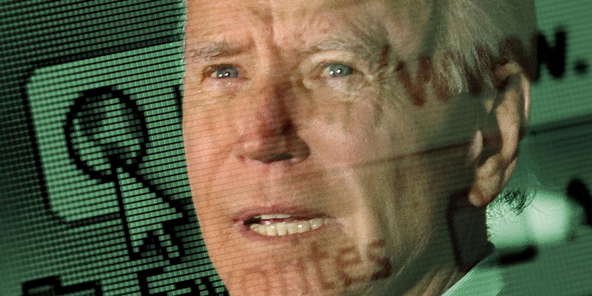 Joe Biden over internet browser background
