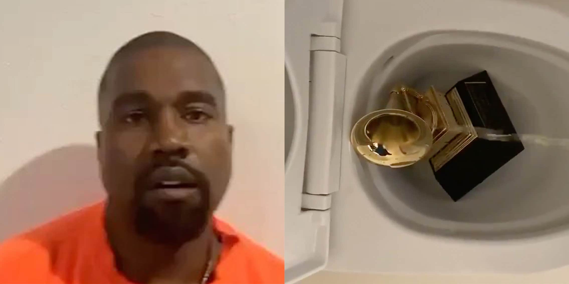 Kanye West Tweets Video of Himself Peeing on Grammy Award