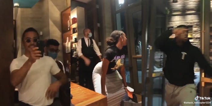 man gets mad at woman for dancing for "salt bae"
