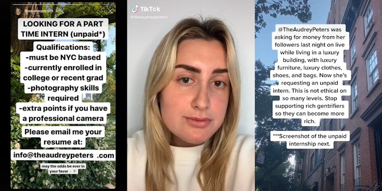 theaudreypeters apologizes for asking for an unpaid intern