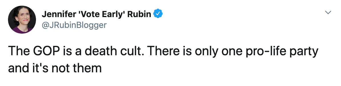 The GOP is a death cult. There is only one pro-life party and it's not them