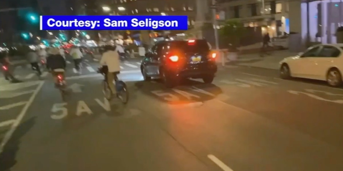 Video shows the SUV crashing into a bike rally