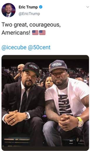 Ice Cube Shuts Down Eric Trump For Posting Fake Pro Trump Photo Of Him And 50 Cent Rokzfast