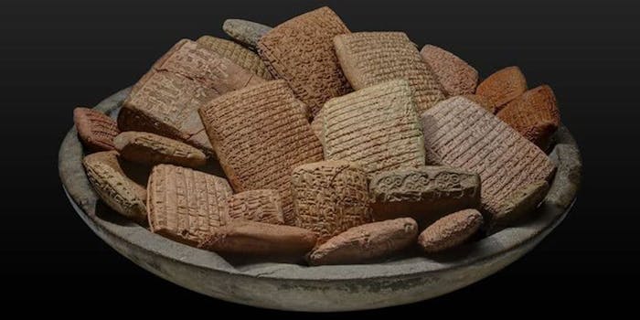 Basket full of Assyrian clay tablets
