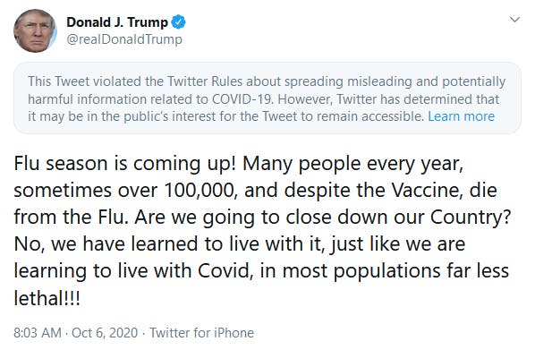 Trump Twitter Coronavirus Flu