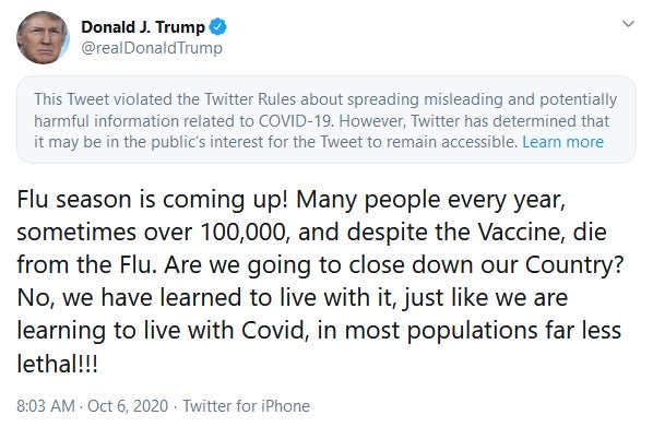 Trump Twitter Coronavirus Flu