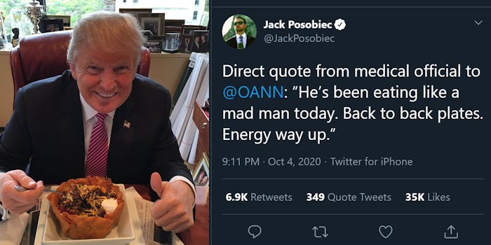 Trump eating with Jack Posobiec tweet