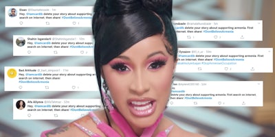 Cardi B surrounded by tweets