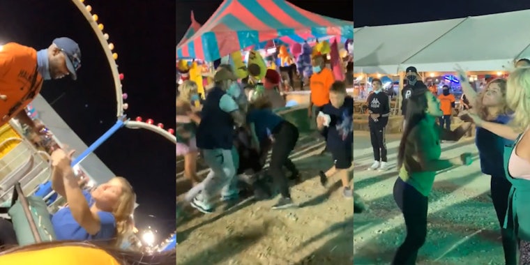 woman freaks out on carnival ride and winds up in fistfight