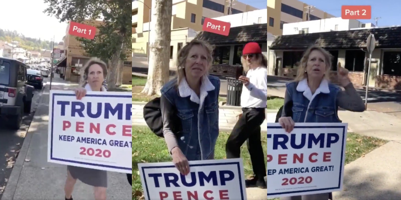 An elderly female Trump supporter