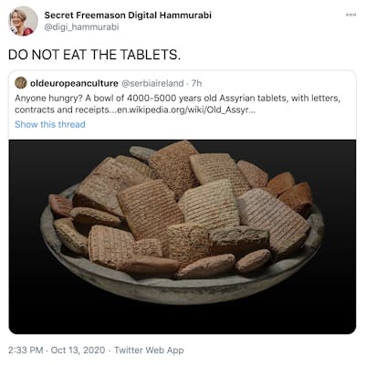 "DO NOT EAT THE TABLETS." embed of original tweet