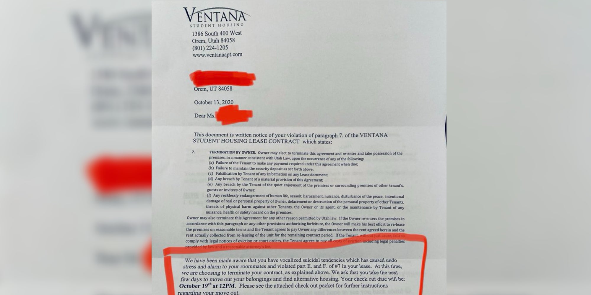 #Woman says landlord is evicting her because she’s having suicidal thoughts #Woman says landlord is evicting her because she’s having suicidal thoughts