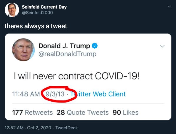 Trump gets COVID-19 memes Seinfeld