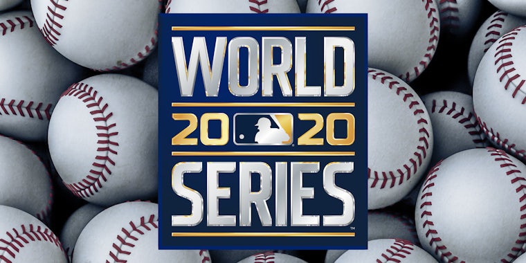 world series 2020 logo over baseballs