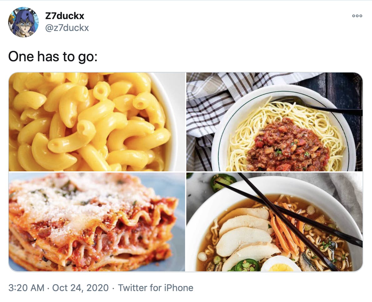 One Has To Go Meme Returns to Ranking Favorite Foods