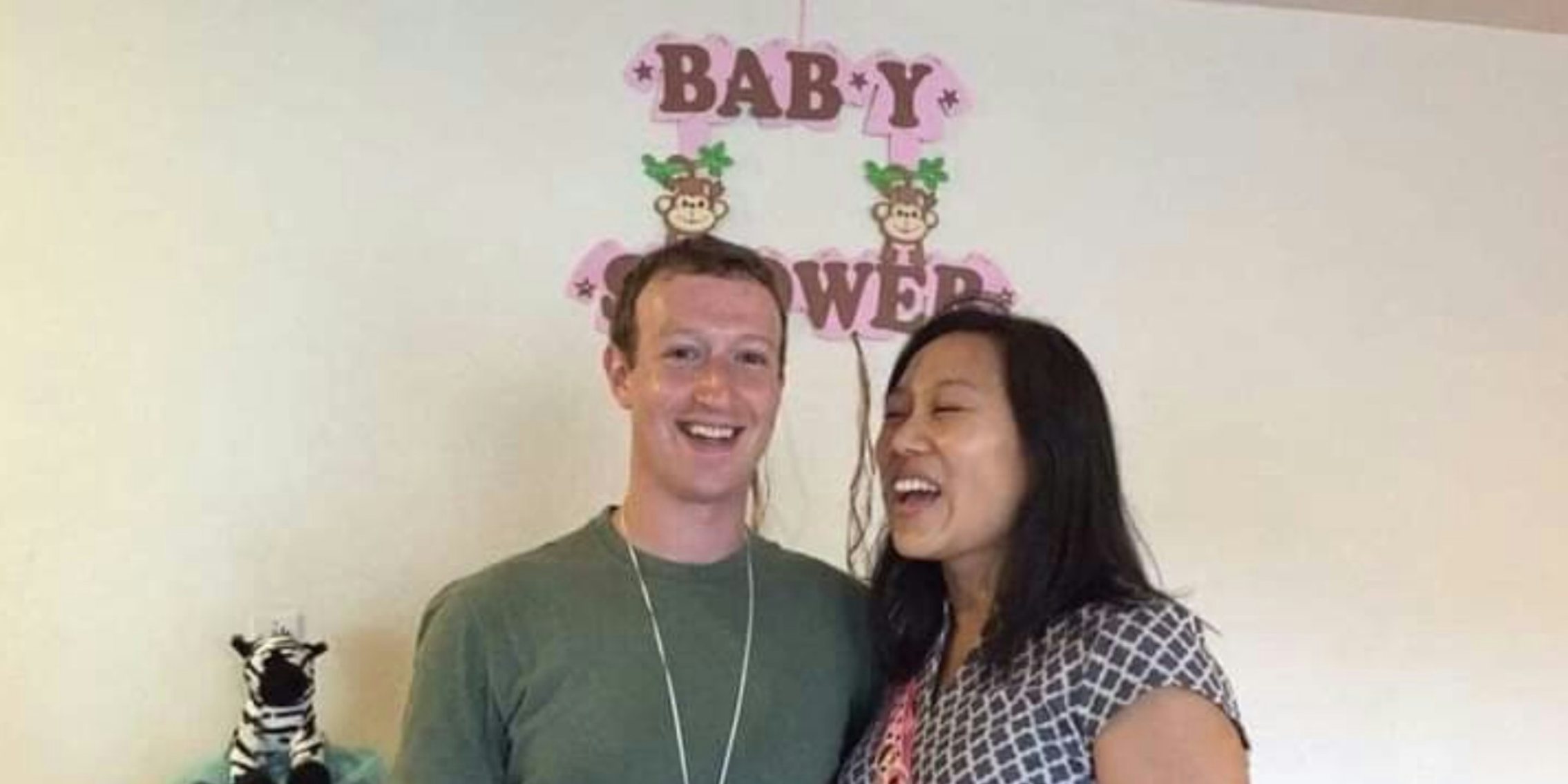 Mark Zuckerberg and his wife at a baby shower
