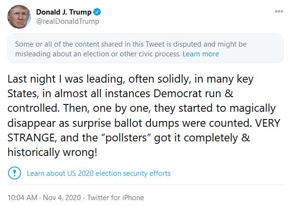 Donald Trump Twitter Label Election tweet Very Strange