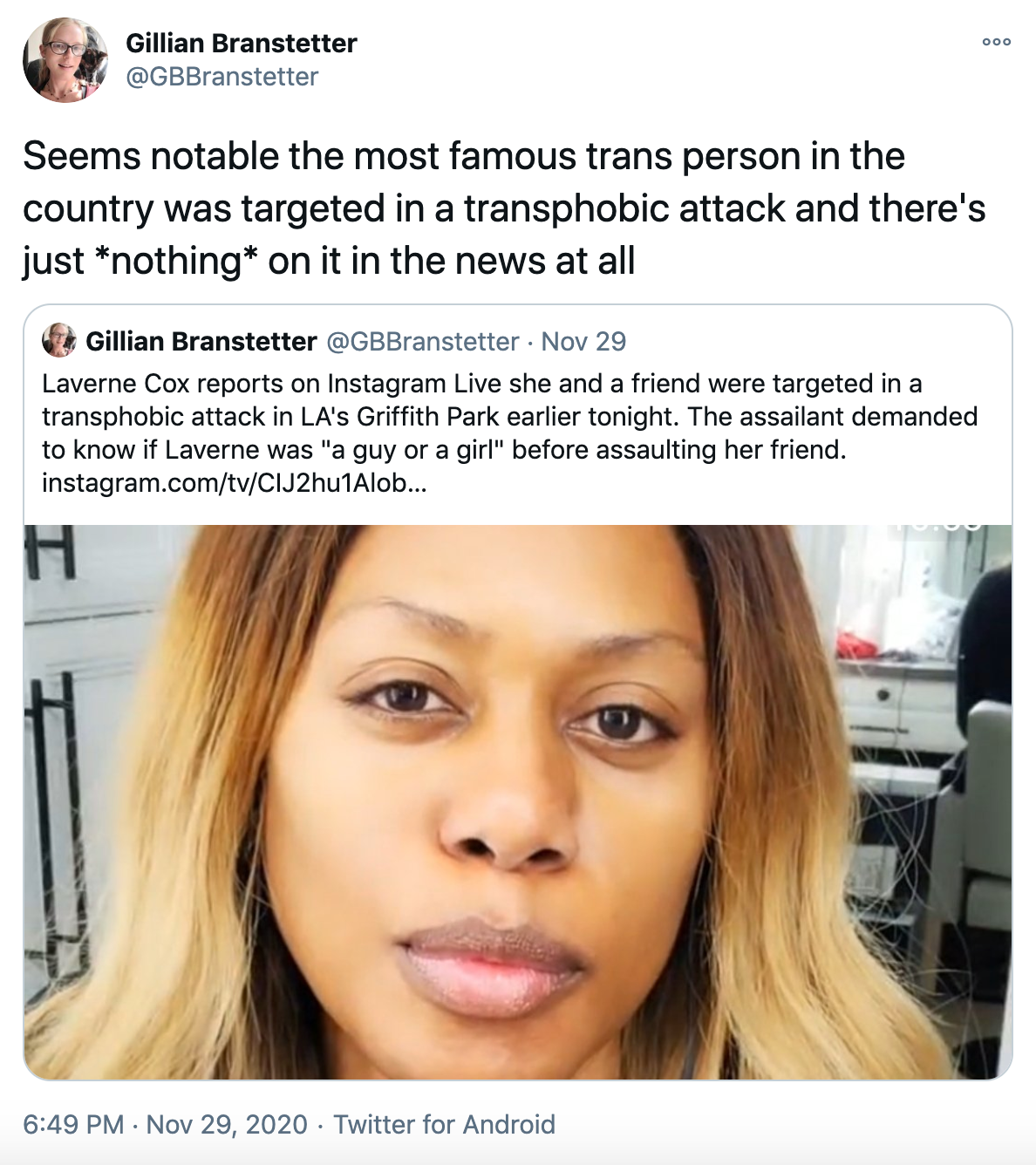 Laverne Cox Details Transphobic Attack in Instagram Video