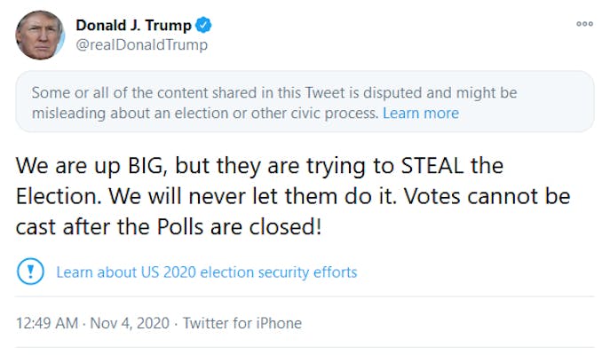 Trump Twitter Election tweet