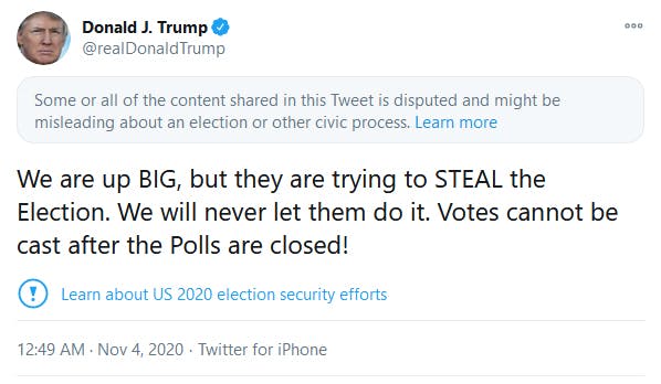 Trump Twitter Election tweet