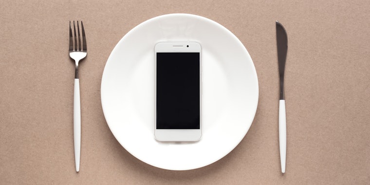 phone on dinner plate