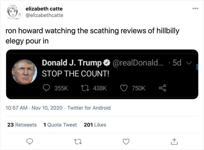 hillbilly elegy ron howard stop count