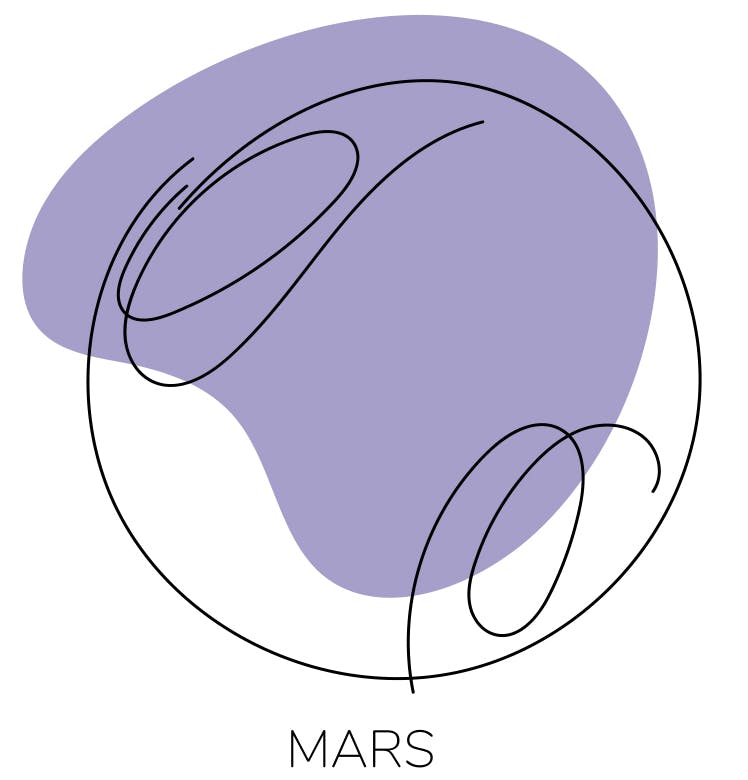 Illustration of Mars in astrology.