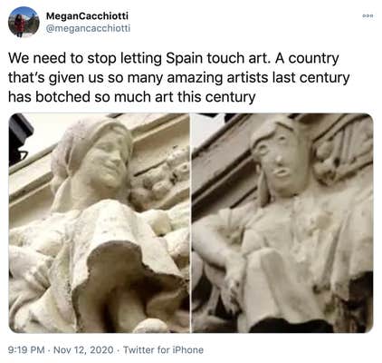 This Art Restoration Fail Turned A Sculpture Of A Delicate Lady Into Trump This Art Restoration Fail Turned A Sculpture Of A Delicate Lady Into Trump