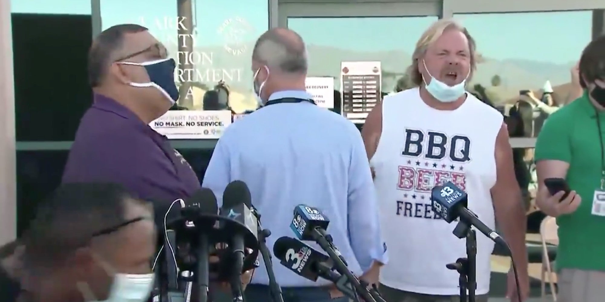 A man yelling at a press conference