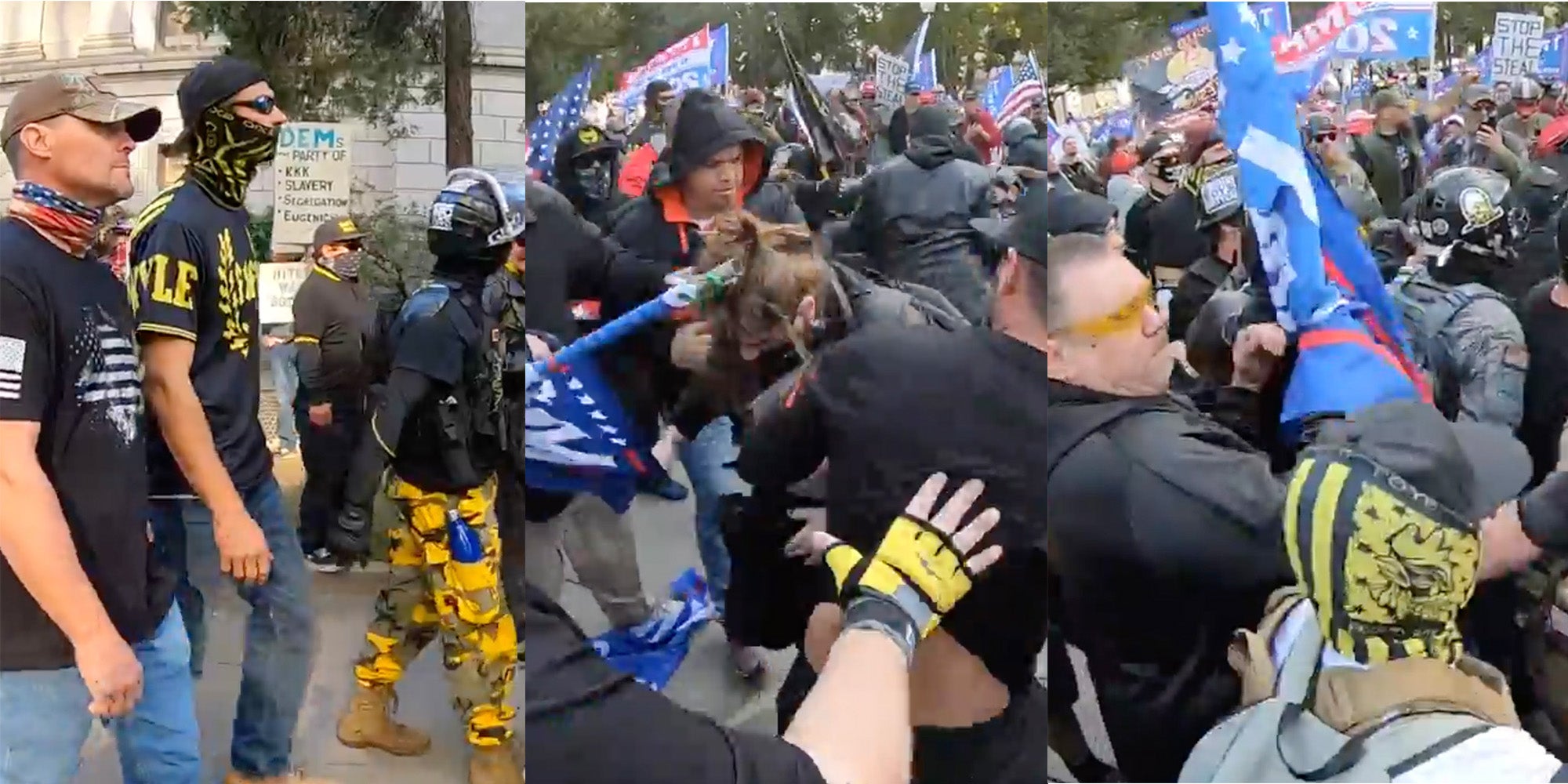 proud boys beat up woman sacramento protest