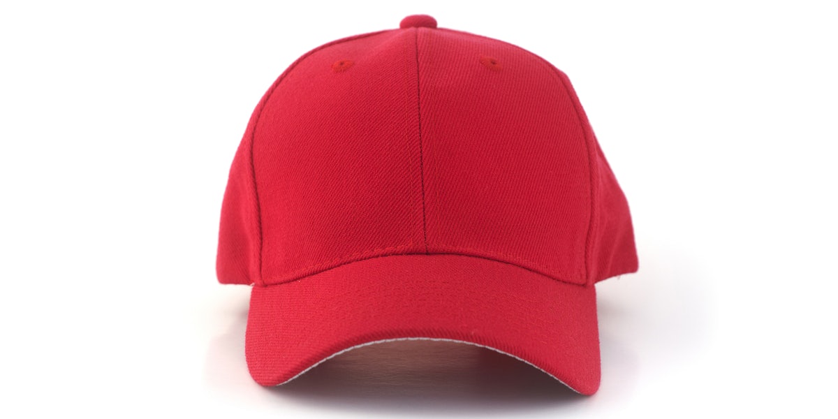red baseball cap