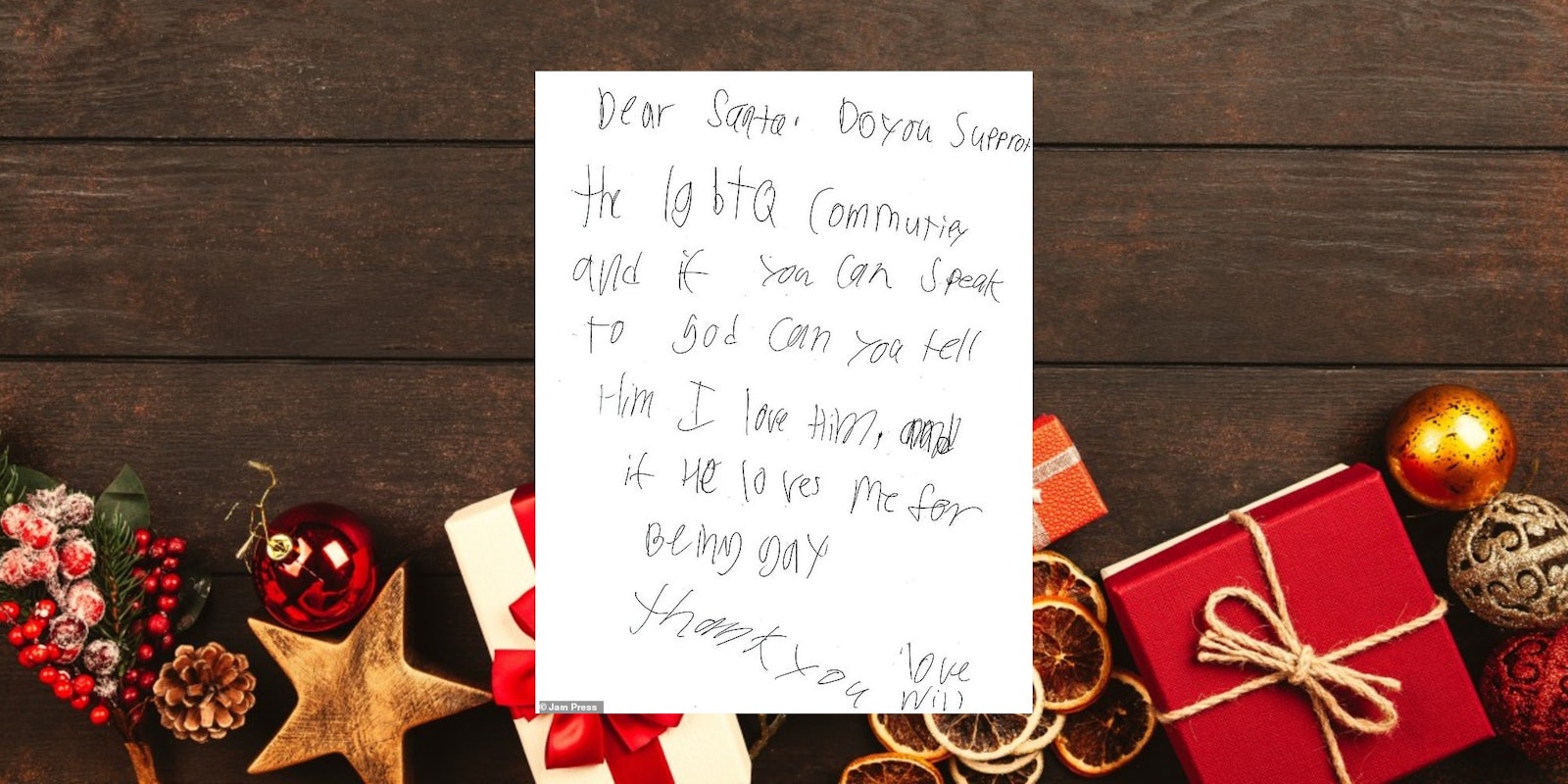 A letter written to Santa