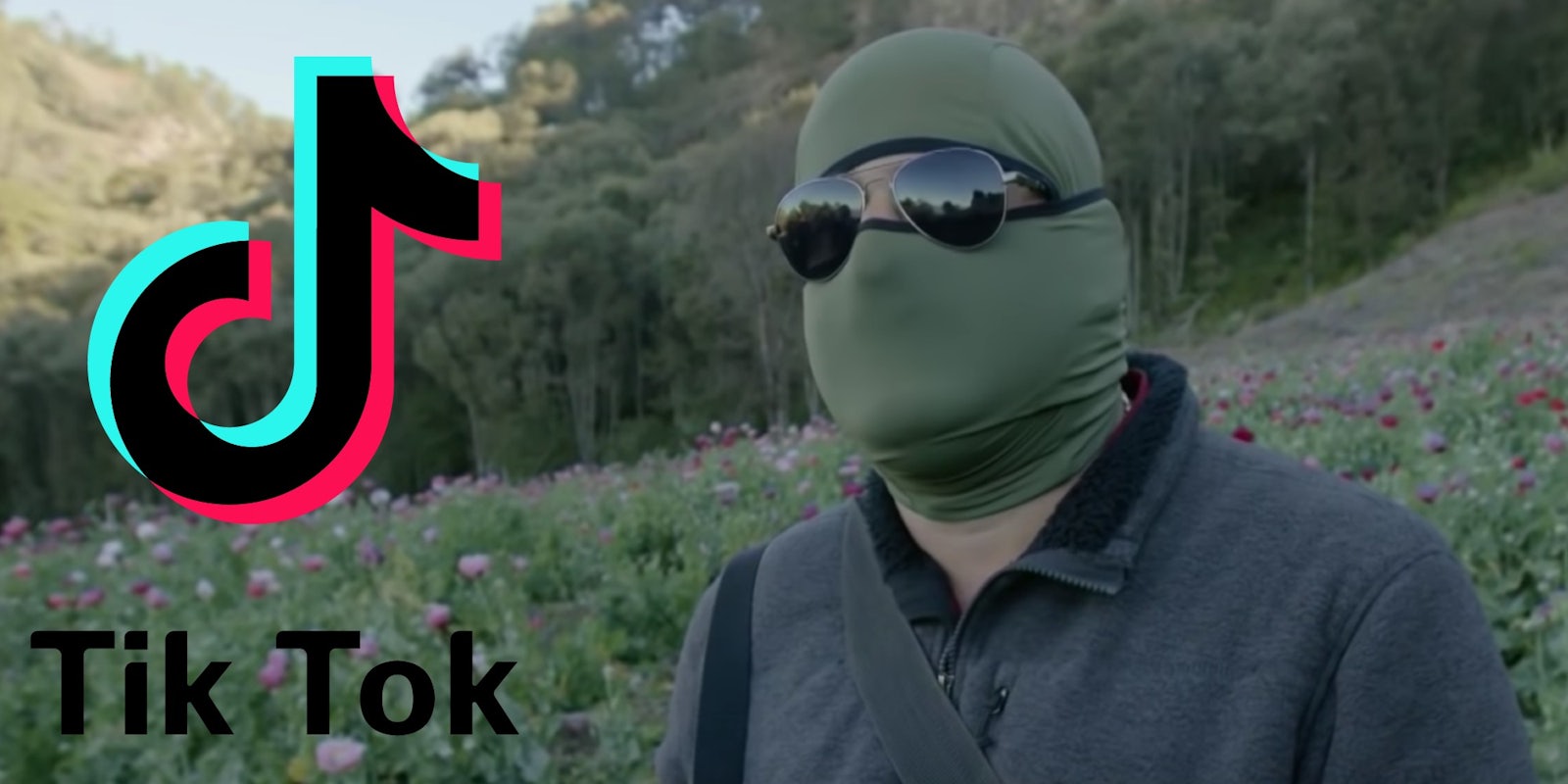 The TikTok logo next to a drug cartel member