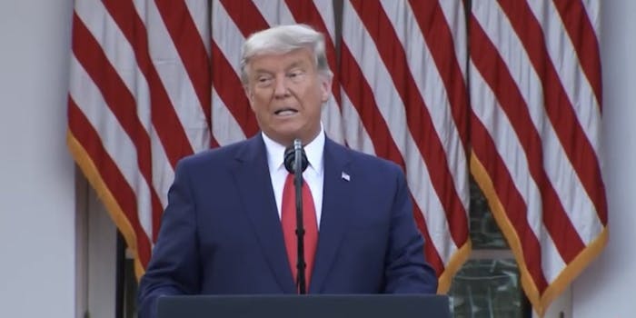 President Donald Trump at a press conference