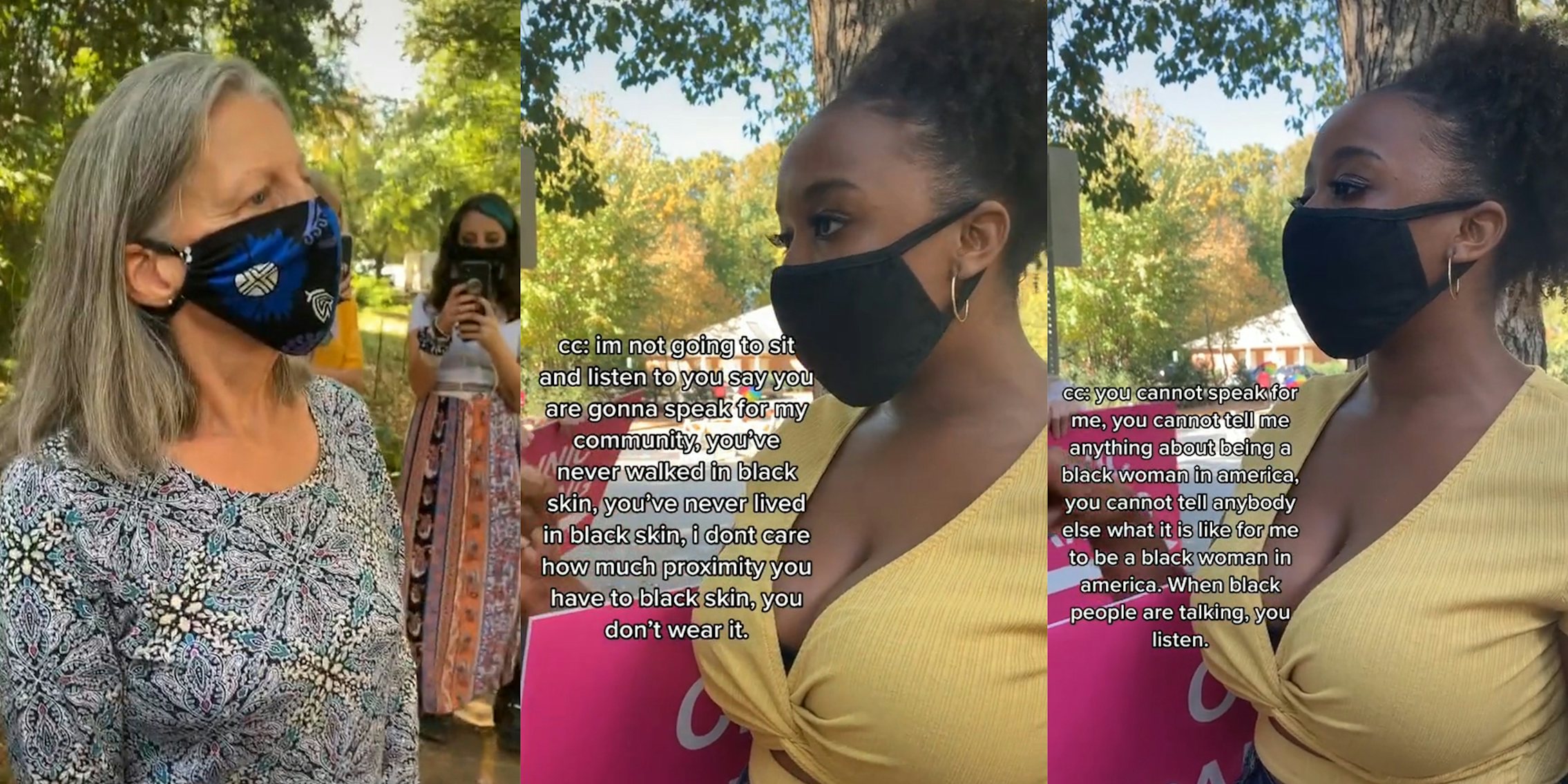 Black woman confronts white woman who claims to speak for Black people