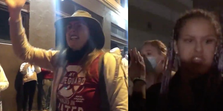 Two of the viewers who ignored calls to wear a mask at a concert for the homeless community