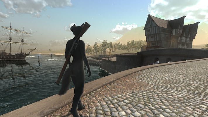 A landscapee screenshot from Hunt and Snare, a popular adult Steam game for furries.