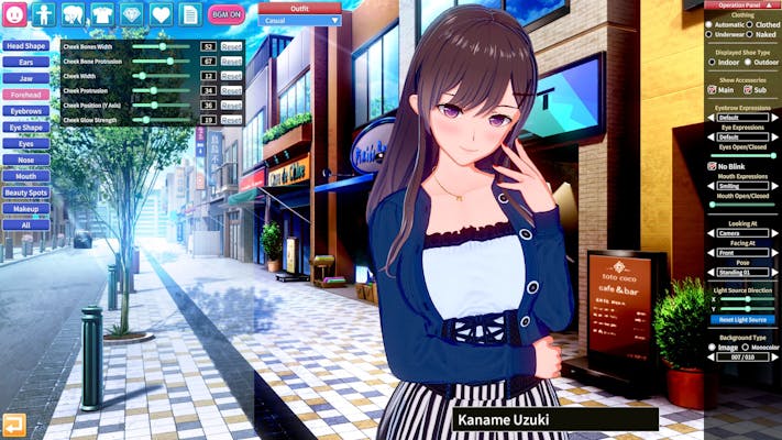 A screenshot from Koikatsu Party's character customization options.