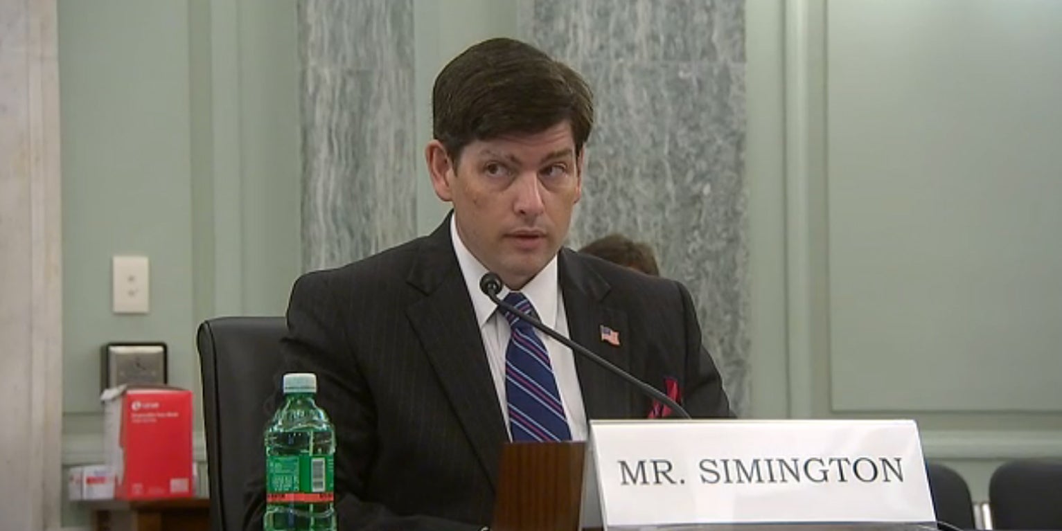 Nathan Simington was appointed to the FCC after the Senate voted to confirm his nomination. He was nominated by President Donald Trump.