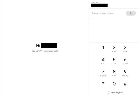 Screenshot of Google Voice number that looks like a phone.
