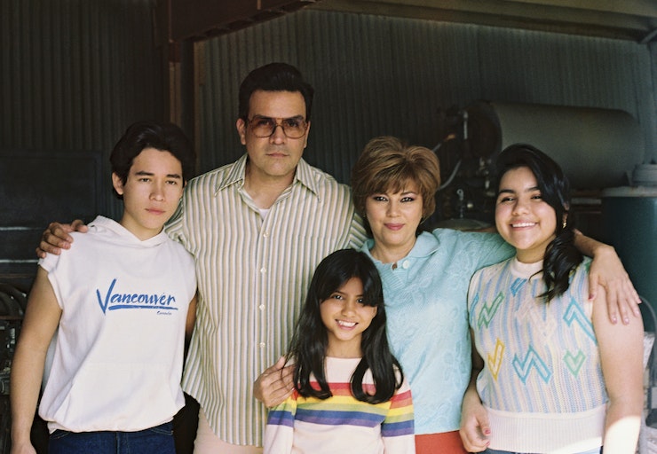 The cast of Selena: The Series as a younger version of the Quintanilla family