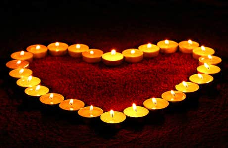 Candles in the shape of a heart.