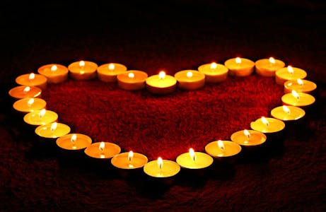 Candles in the shape of a heart.