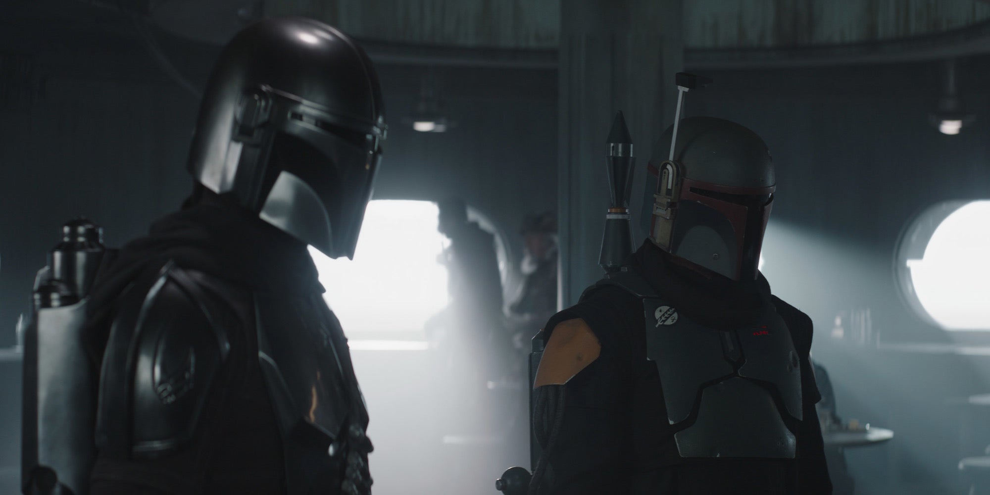 din djarin and boba fett in mandalorian armor