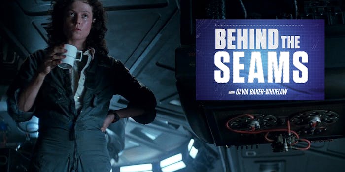 Behind the Seams with Gavia Baker-Whitelaw, over Ripley from Alien holding coffee mug