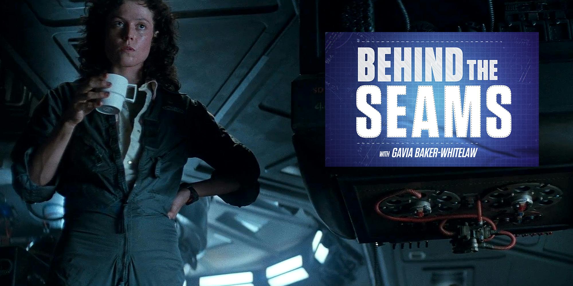 Behind the Seams with Gavia Baker-Whitelaw, over Ripley from Alien holding coffee mug